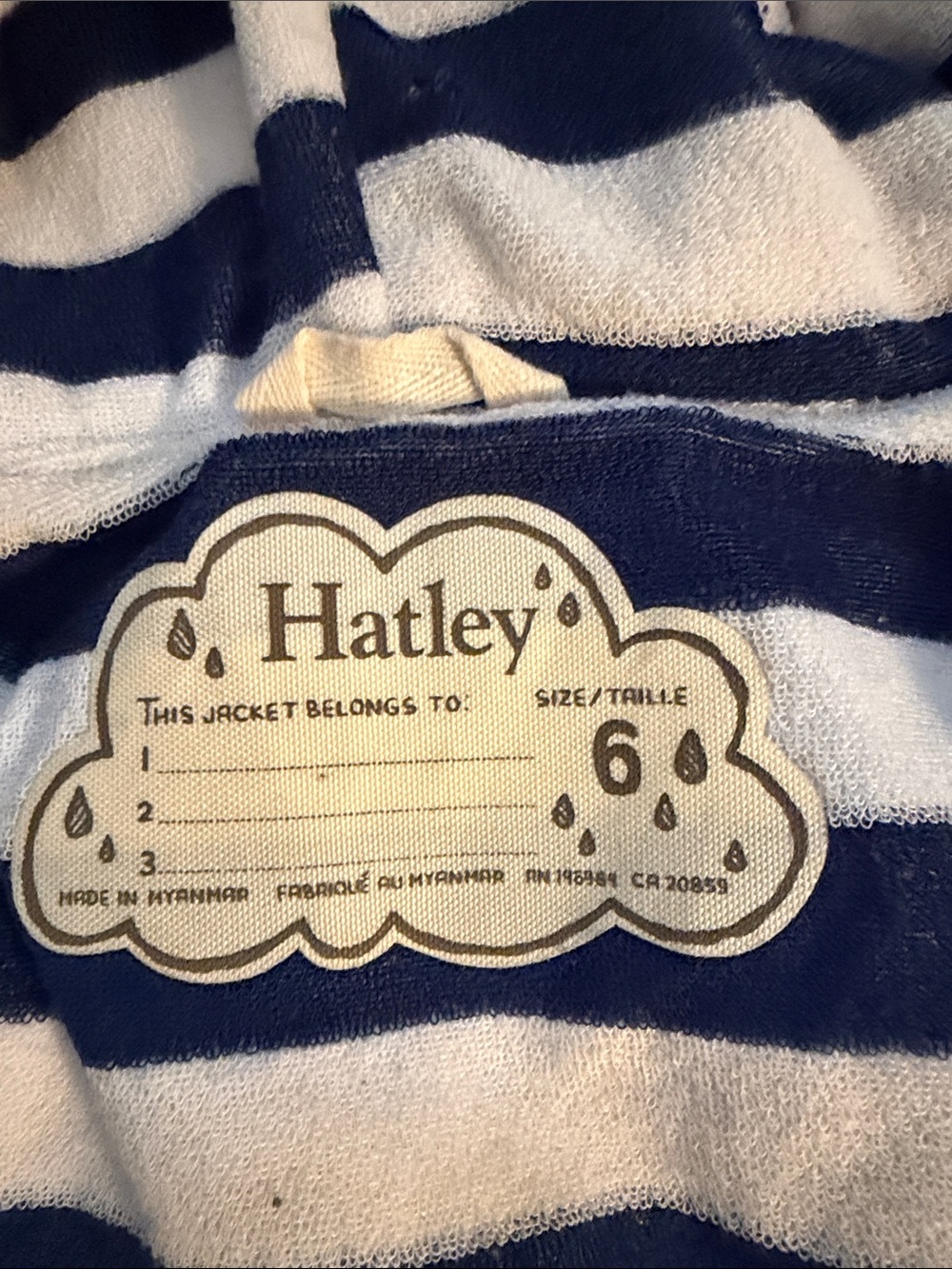 Hatley Yellow Hooded Raincoat with Navy & White Striped Lining - Picture 2 of 2